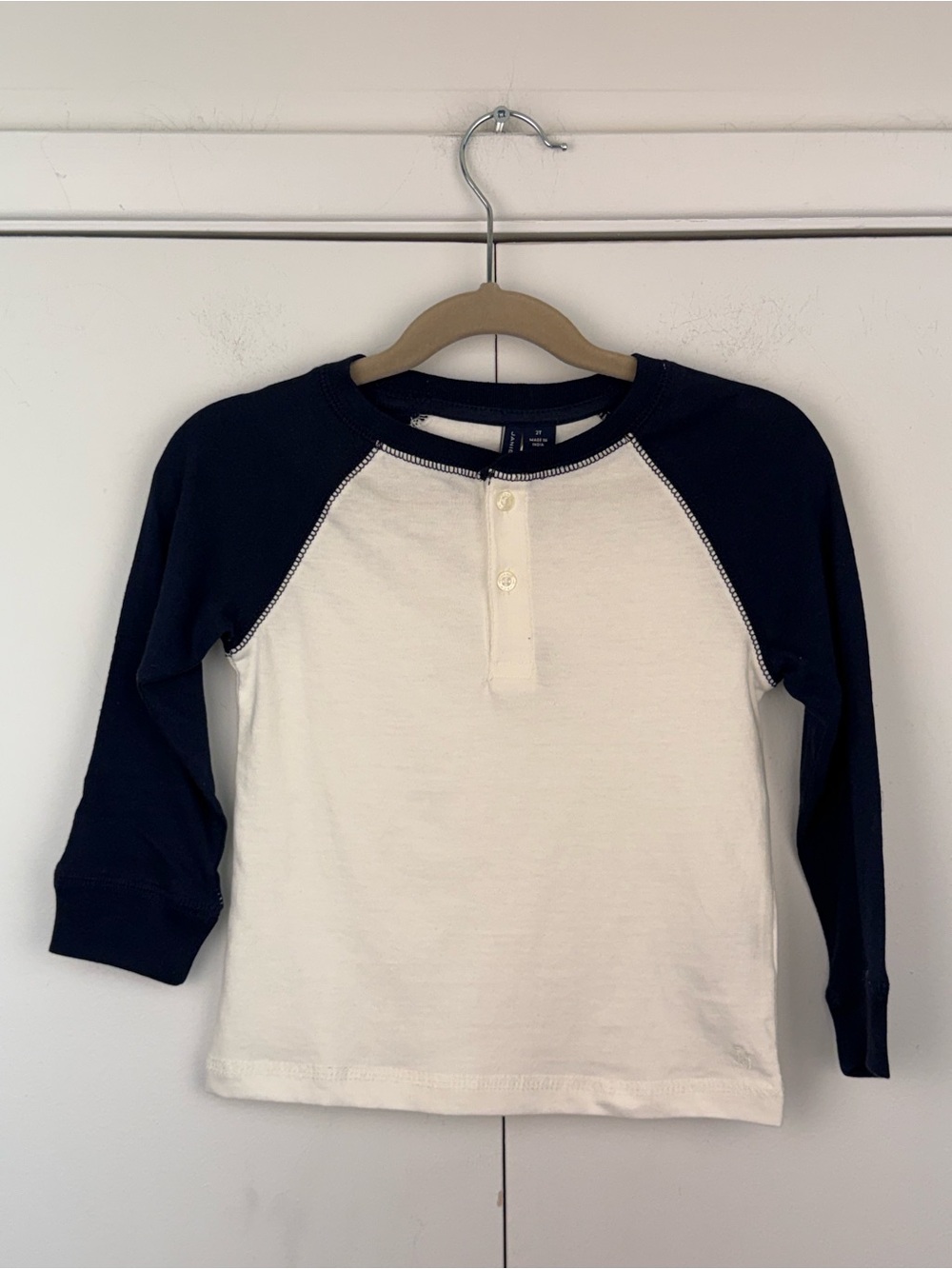 Janie and Jack Ivory Navy Henley Shirt 2T NWT